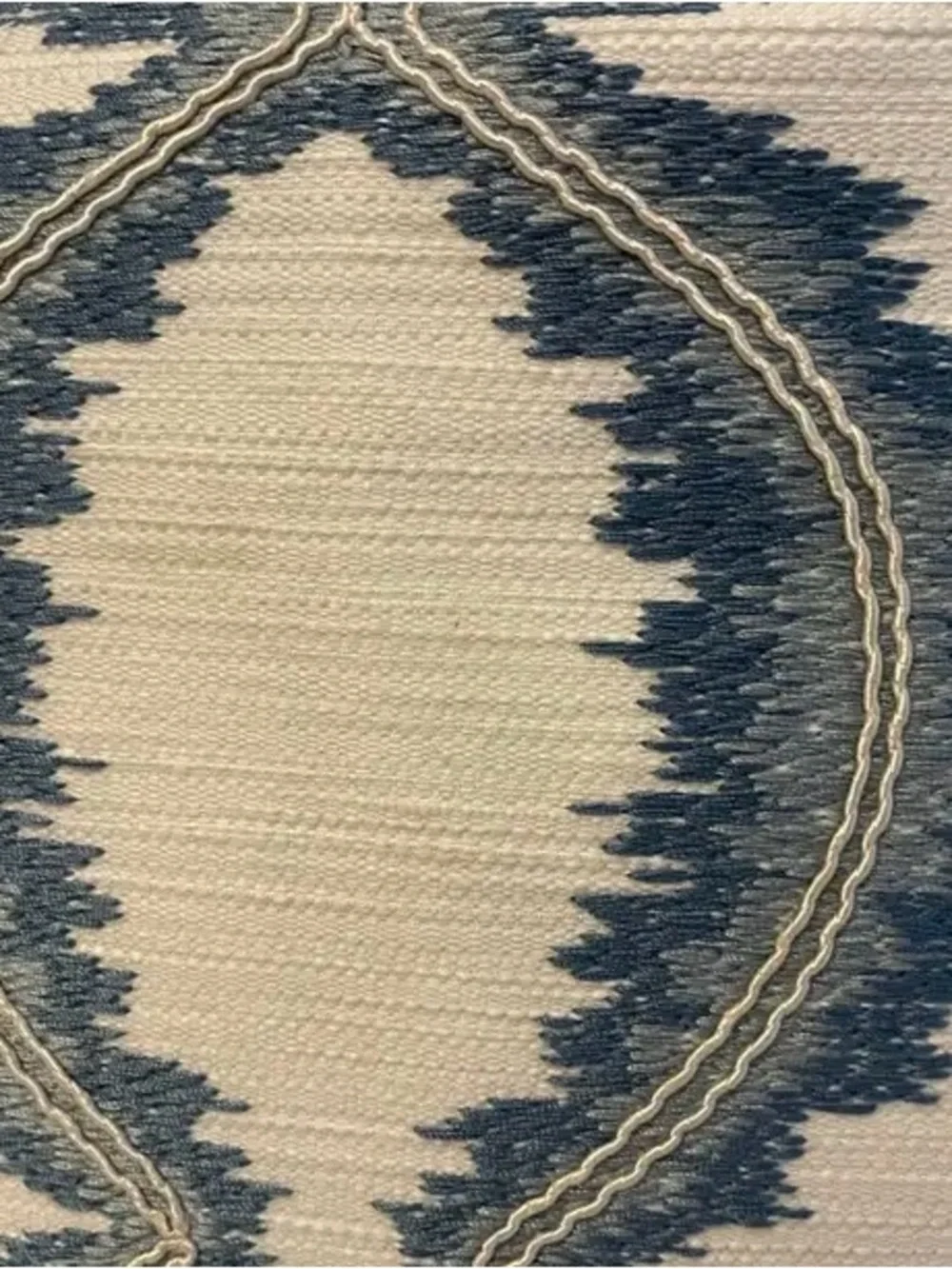 Cowtan &Tout Trellis Lattice Embroidery Fabric “Micro/Blue” Feather Down pillows